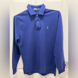 Ralph Lauren, long sleeve polo, blue royale, size S